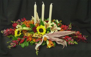 3 Candle Centerpiece Fall Arrangement