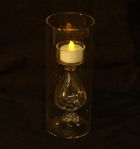 8 inch tall stylish cylinder glass votive holder with led tea light (not included)