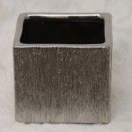 3 inch Silver Etched Cube Ceramic Vase